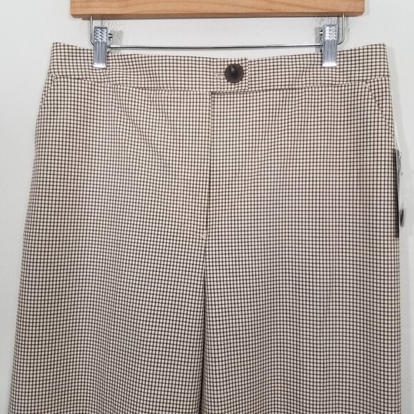 NWT Worthington Ivory Brown High Rise Wide Leg Cropped Pants Size L - Picture 2 of 5